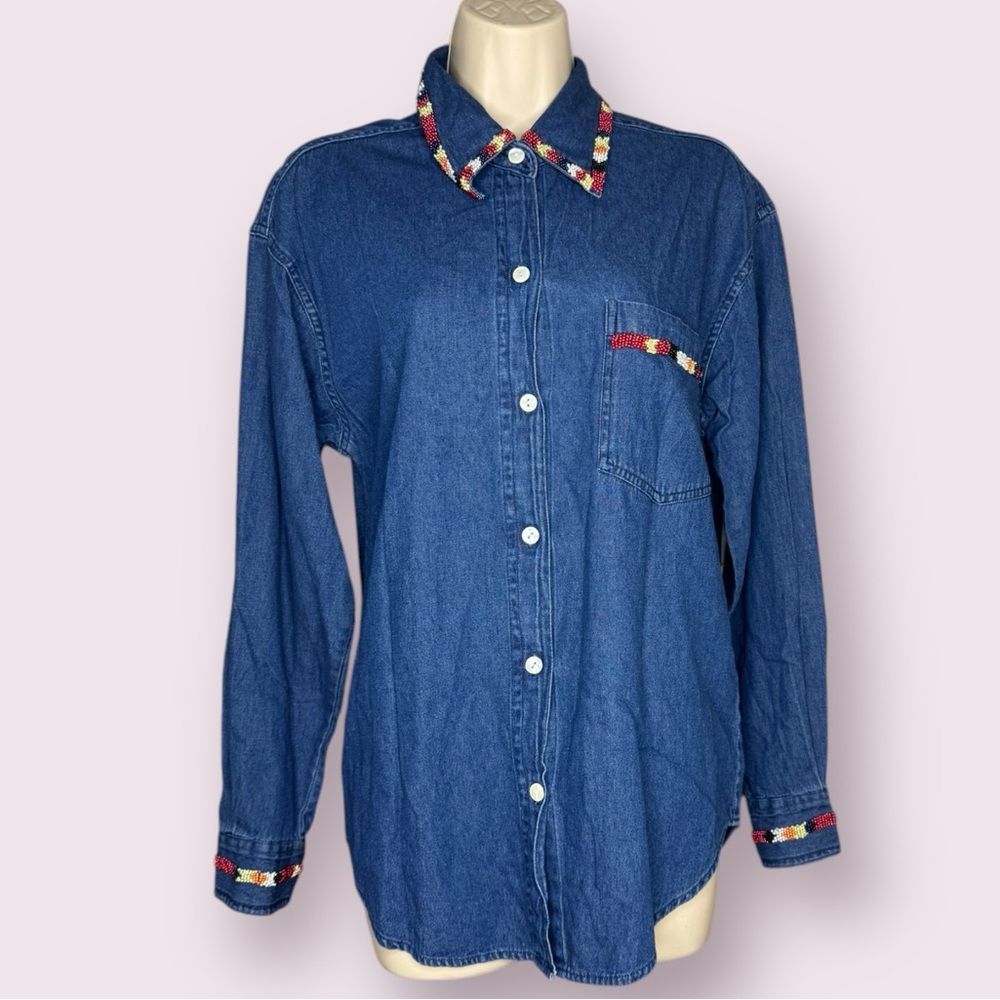 DON’T MESS WITH TEXAS DENIM SHIRT SIZE M
